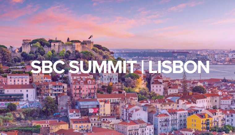 SBC Summit Lisbon 2025 banner with event title and Lisbon city